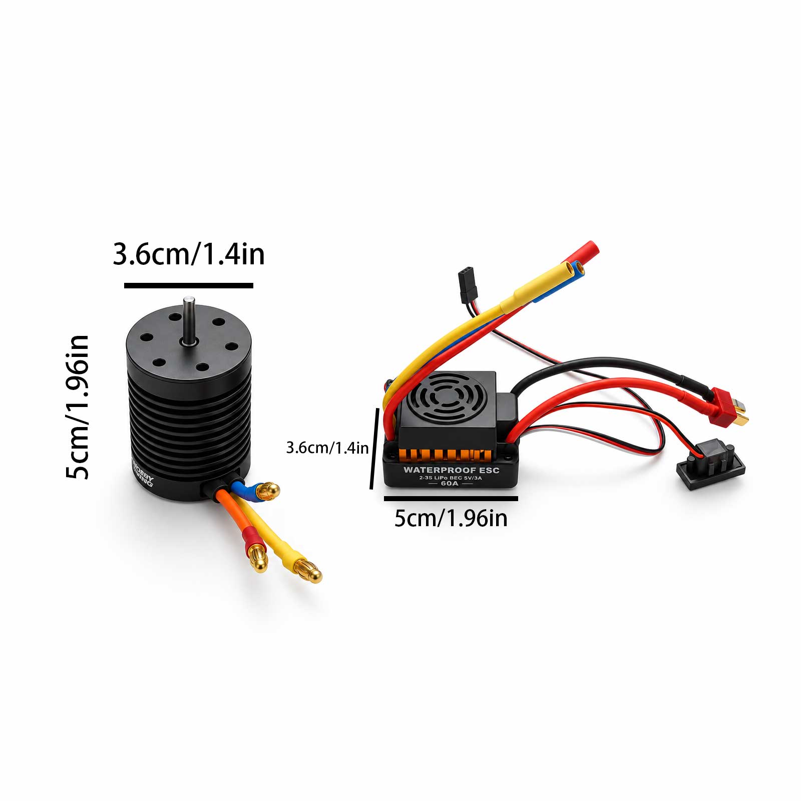 Alomejor Combo Moteur Sans Balais 540 4370KV – 60A ESC étanche – 4 Pôles – Pour Voiture 1/10 RC – 820W – Kit Complet