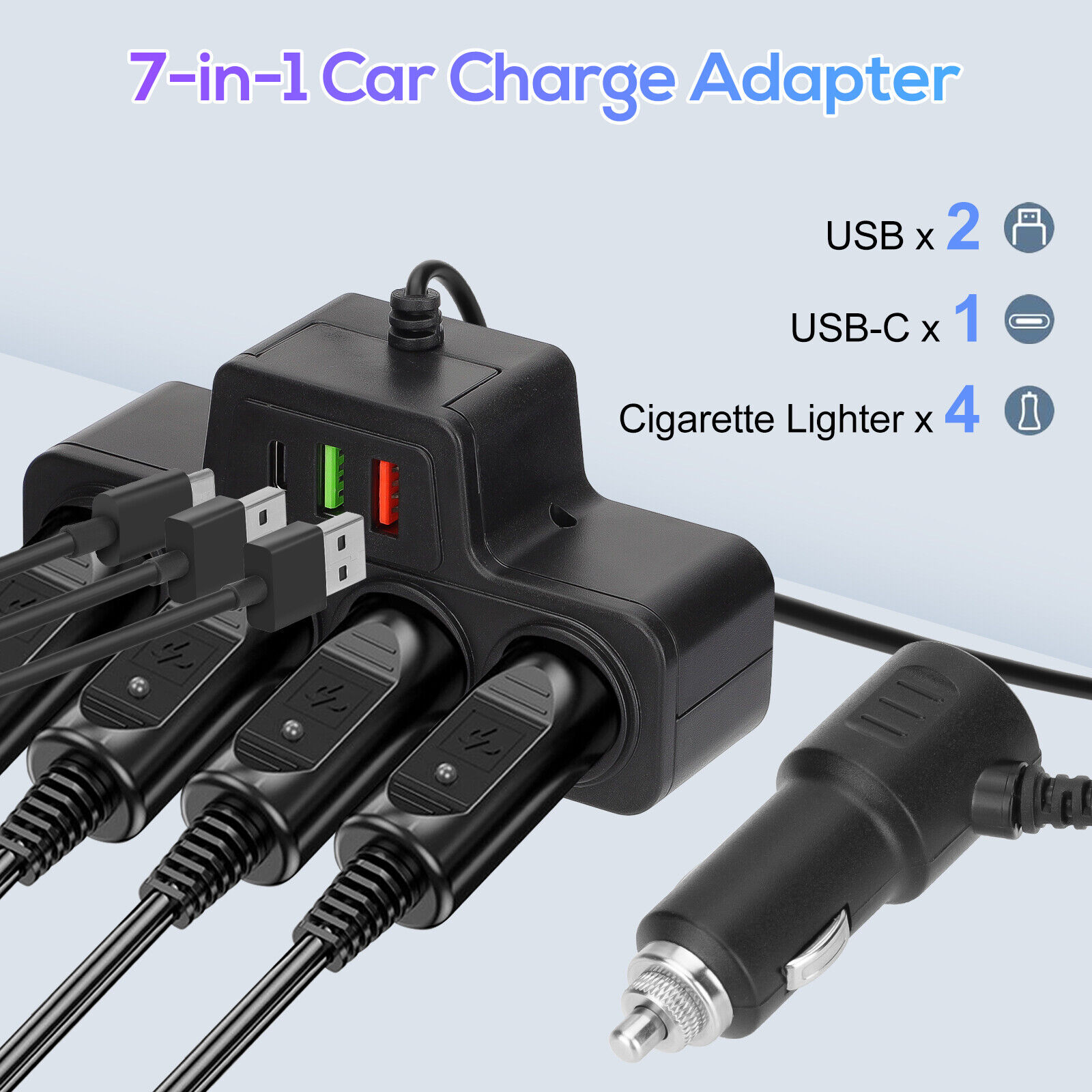 4 port cigarette lighter adapter 4 Way Car Cigarette Lighter Socket Splitter USB Fast Charger Power Adapter  12V
