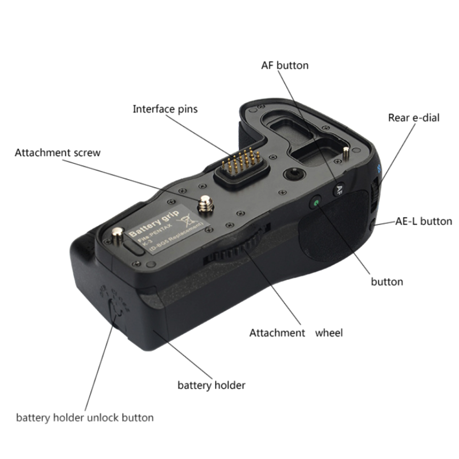 For Pentax K3 K3II D-BG5 Vertical Battery Pack Grip Shooting