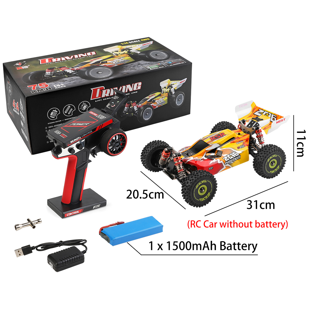 WLtoys 144010 144001 75KM/H 2.4G RC Car Brushless 4WD Electric Off-Road  Drift