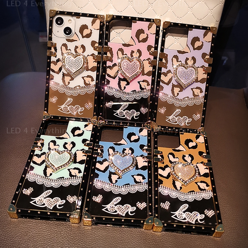 Cute Leopard Shockproof Love Heart Case For iPhone 13 Pro