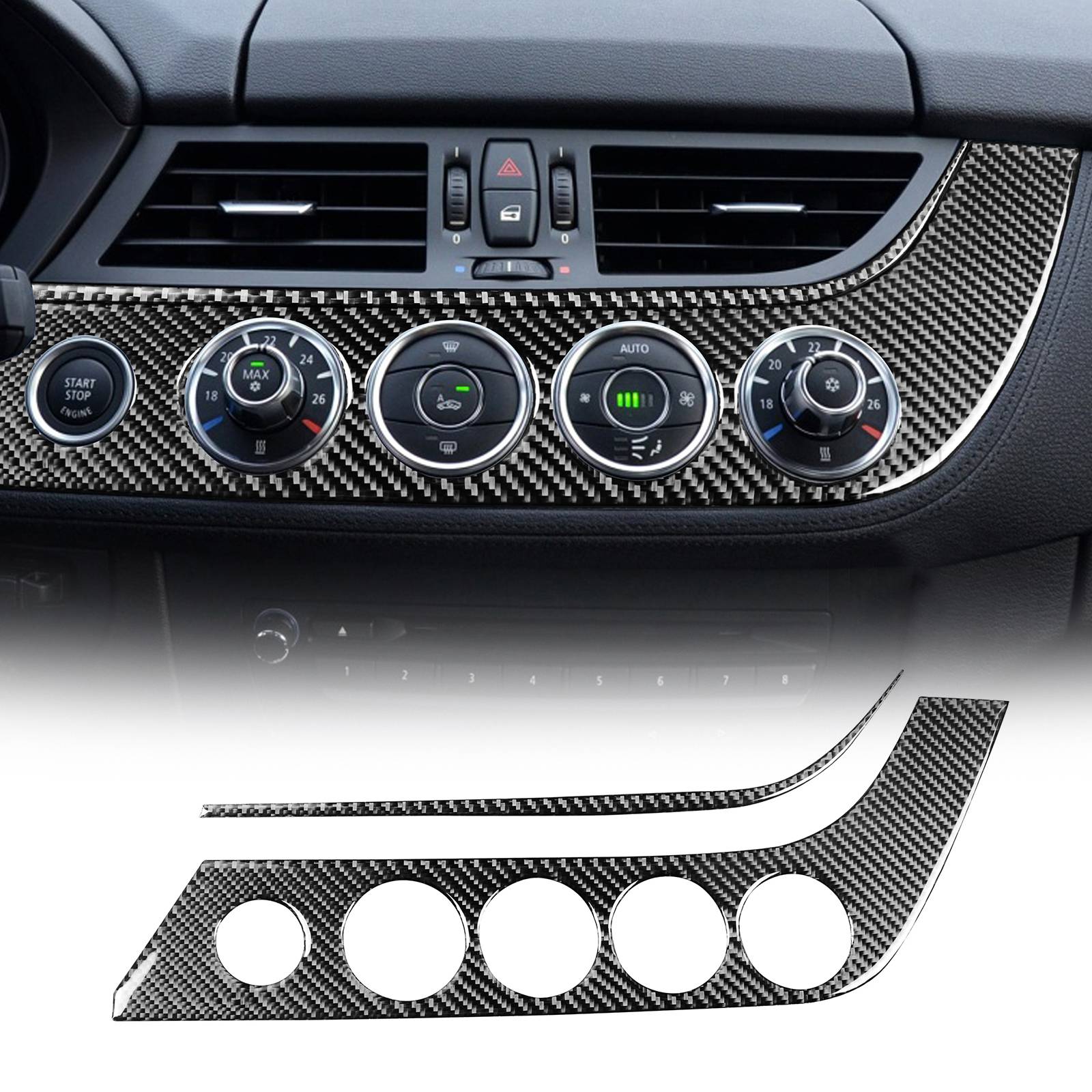 For BMW Z4 E89 09-16 Black Real Carbon Fiber Interior Climate