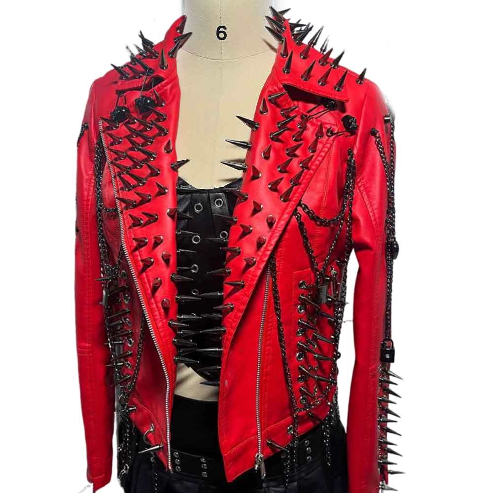 ジャケット・アウター Y2K archive leather jacket S grunge punk Spike Studded Rivet Hip Hop Grunge Y2K PU Leather Jacket E