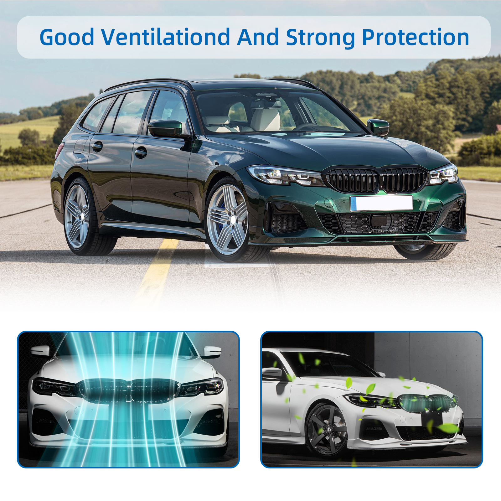Glossy Black Front Kidney Grille Set For BMW G20 G21 330i M340i (2019-2021) - LEAVAN