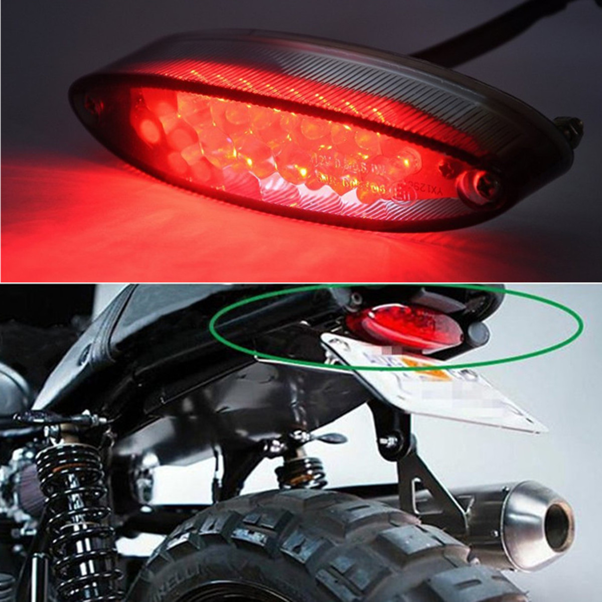 12V 21-LED Motorcycle ATV License Number Plate Lamp Tail Brake Light Red & White