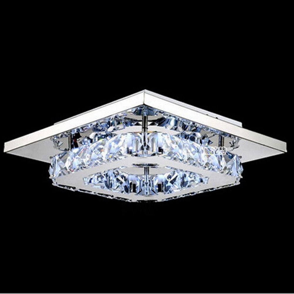 Details About Modern Led Ceiling Light Crystal Square Chandelier Pendant Lamp Hallway Lighting