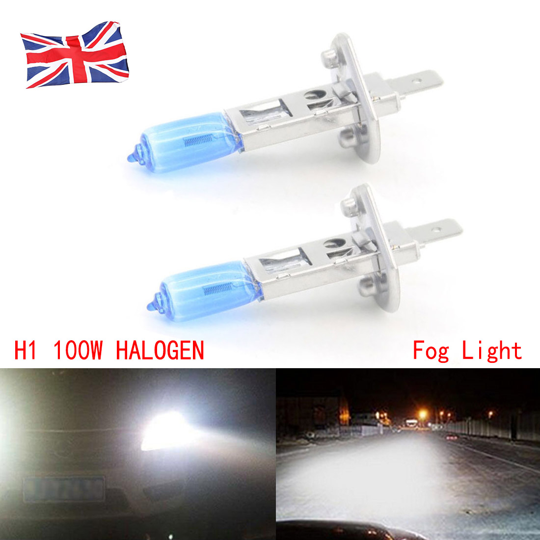 4X H1 6000K XENON GAS HALOGEN Super WHITE LIGHT LAMP BULBS 100W 12V UK Stock