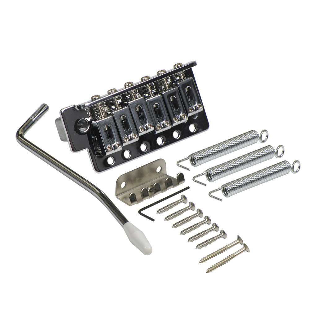 Set of Chrome Electric Guitar Tremolo Bridge with Trem Bar Springs
