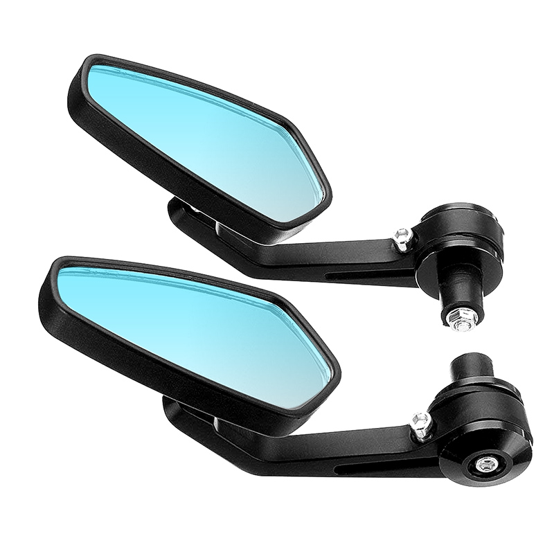 Honda Kawasaki Black Rectangle Motorcycle Bobber Mirrors Blue Mirror Reducing Glare Motorcycle Rear View Mirrors for Harley Cruise