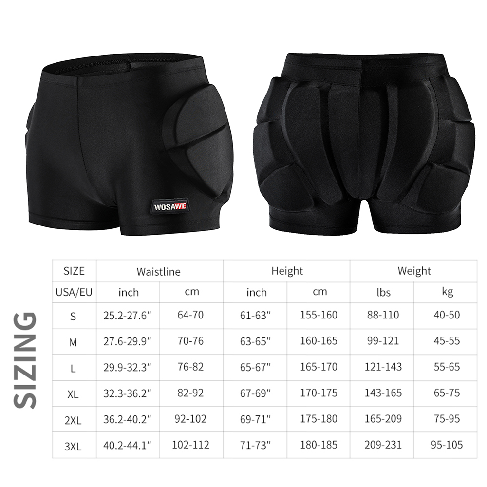 WOSAWE Ski Hip Butt Padded Protector Guards EVA Skateboard