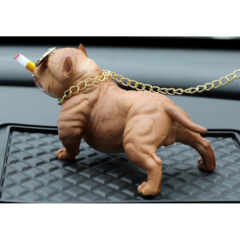 American Bully Dog Car Dashboard Decor Toy Cool Smoking Bulldog Desk  Ornaments