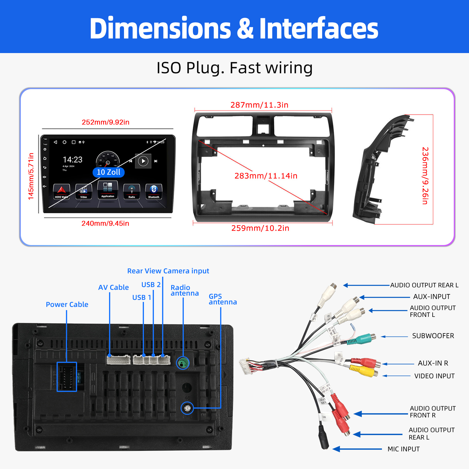 CAMECHO Autoradio 10.1" Android 13 Pour Suzuki Swift 2005-2010 - 4+64G Carplay Android Auto WiFi GPS