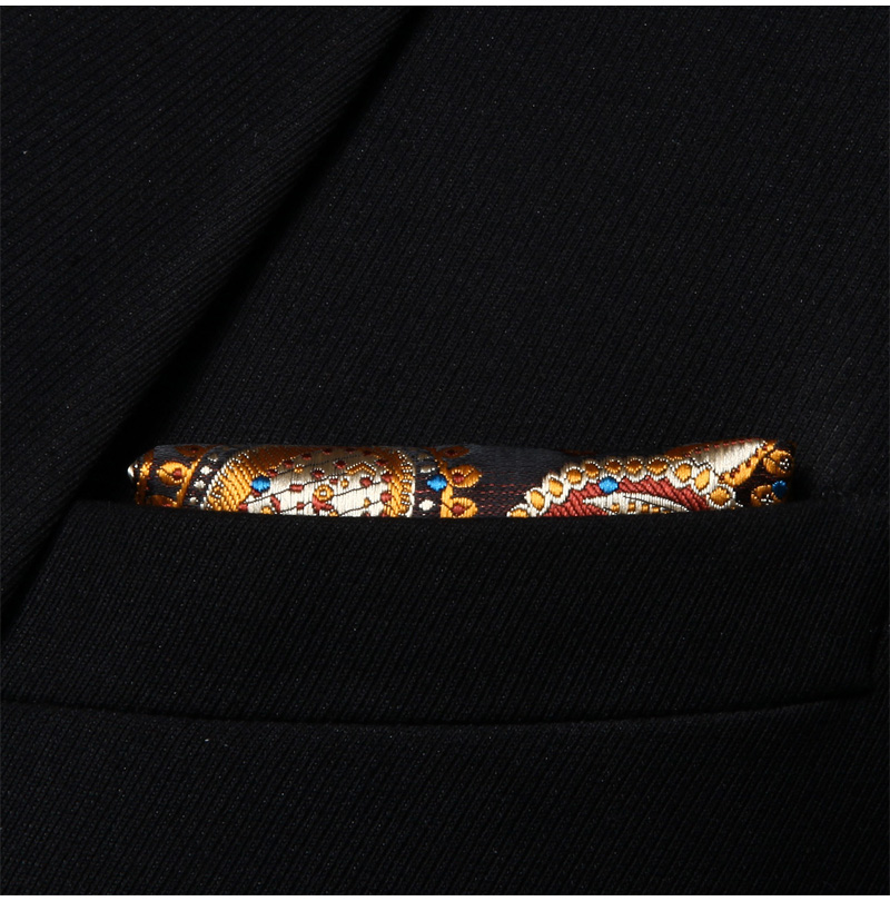 HP706Z Brown Orange Paisley Silk Men Party Handkerchief Pocket Square Hanky