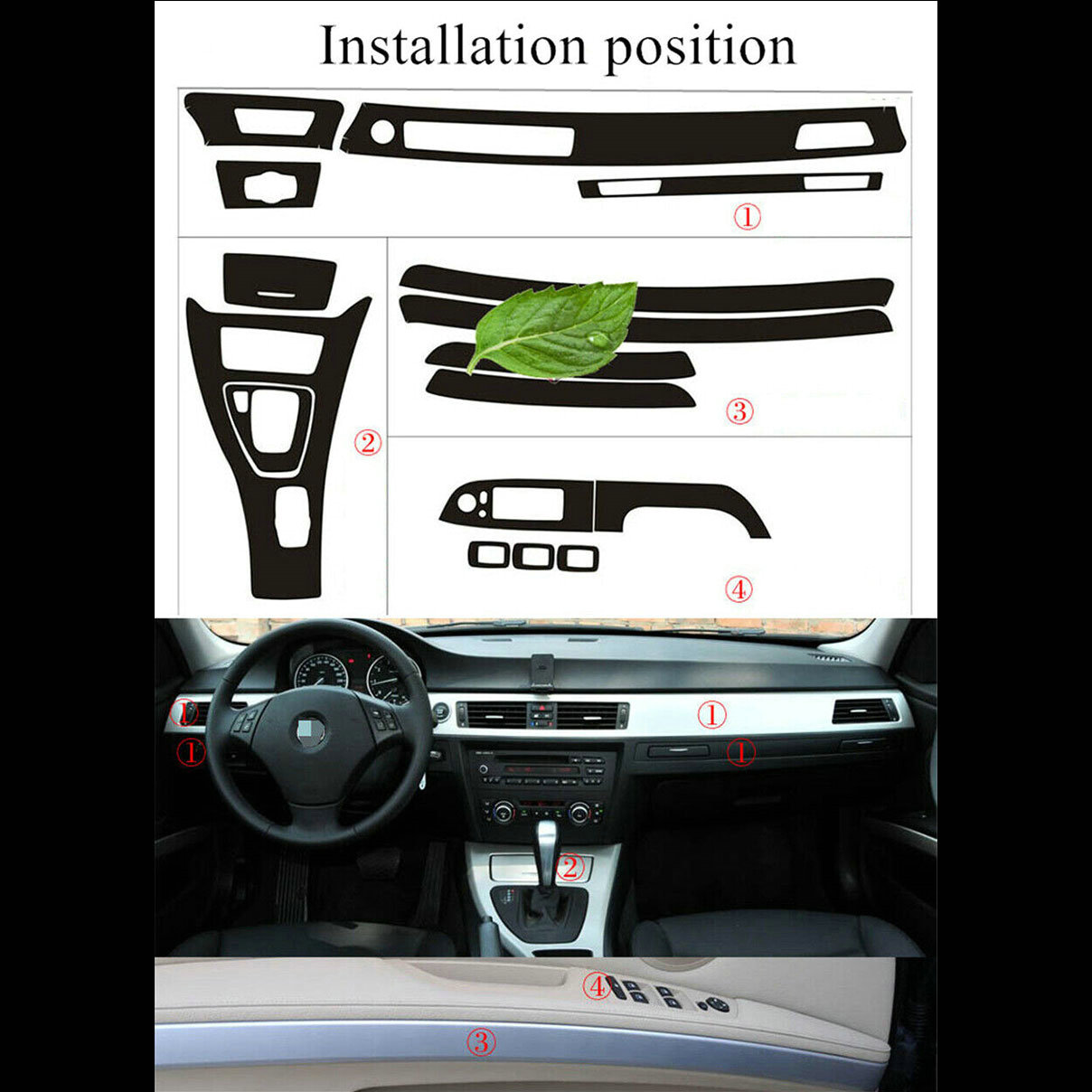 Car Interior Matte Carbon Fiber Look Wrap Decal Trim For BMW 3 Series E90  05-12