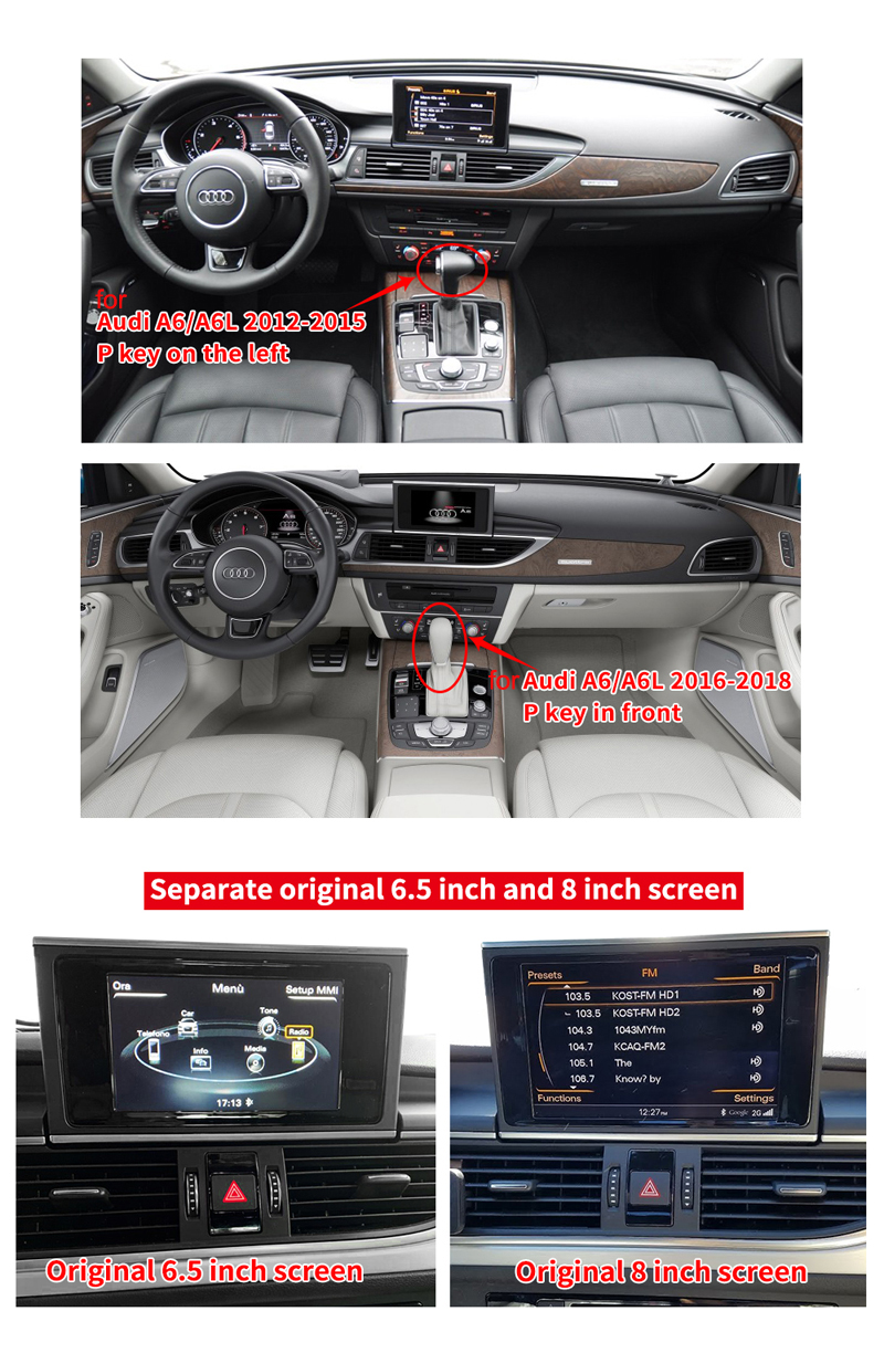 Android Touch Screen Display for AUDI A6 A7 2012-2018 GPS Navi
