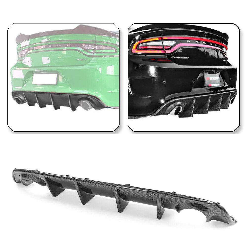 Carbon Fiber Style Rear Diffuser For Dodge Charger Daytona & SRT (2015-2022) – Lower Bumper Lip