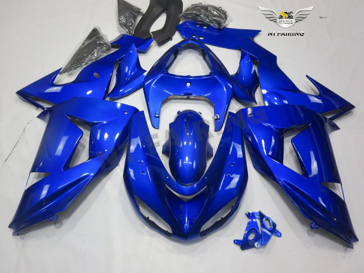 10枚ブルー FU Glossy Blue Fairing Kit Fit for Kawasaki 2006 2007 ZX 10R