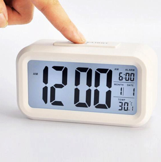 Battery Operated Desk LCD Display Digital Smart Alarm Clock Calendar ...