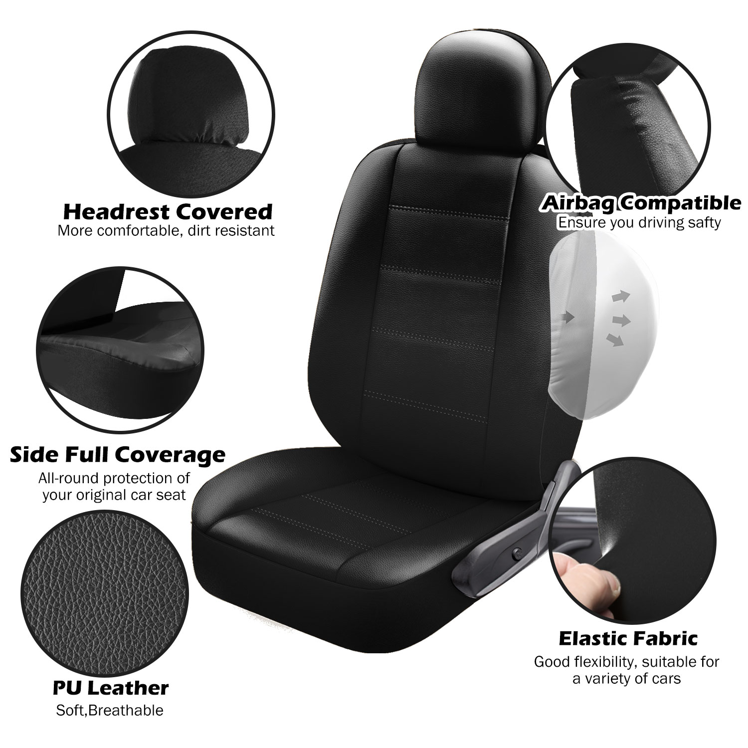 Faux Leather Full Set Car Seat Covers For Hyundai Elantra Tucson Sonata Accent