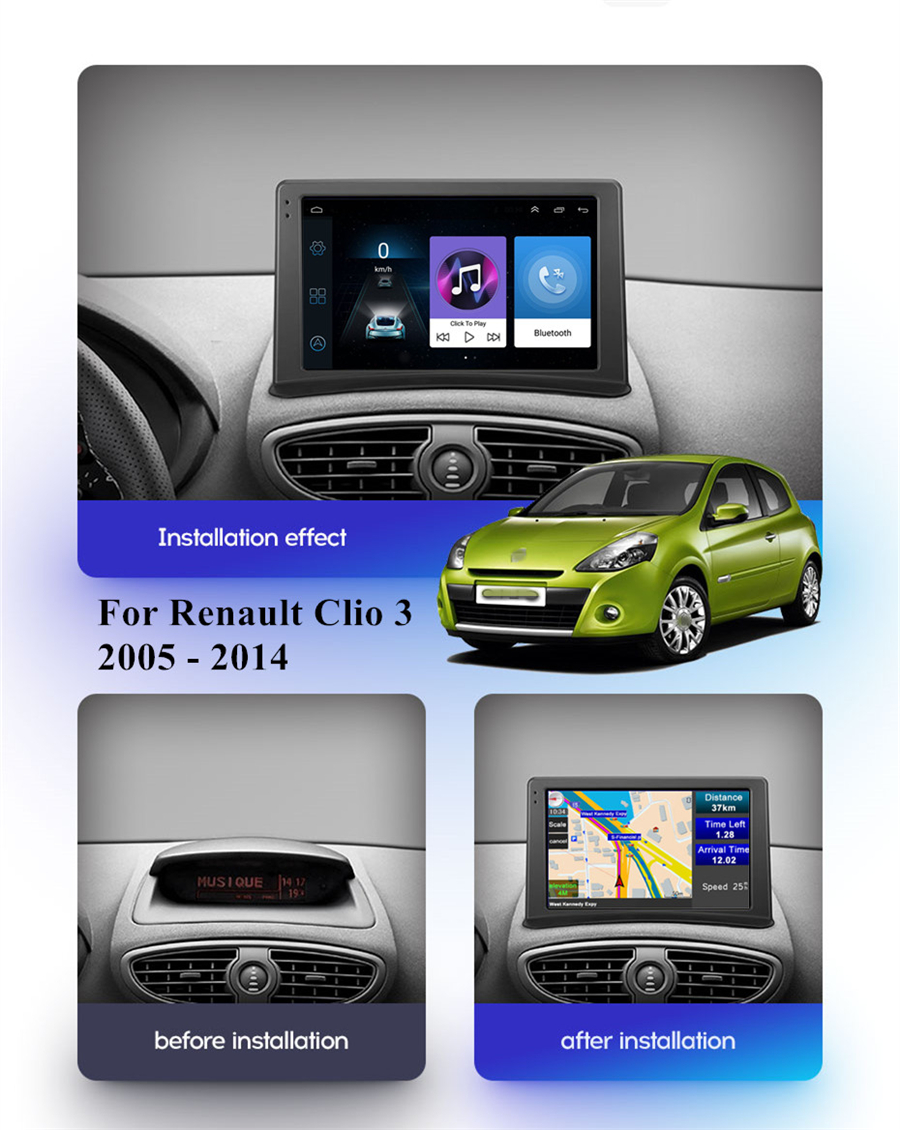 Autoradio Multimédia Android 13 Pour Renault Clio 3 Clio 3 2005-2014 4g  Caméra Auto Carplay Stéréo Lecteur DVD Wifi Navigation Gp