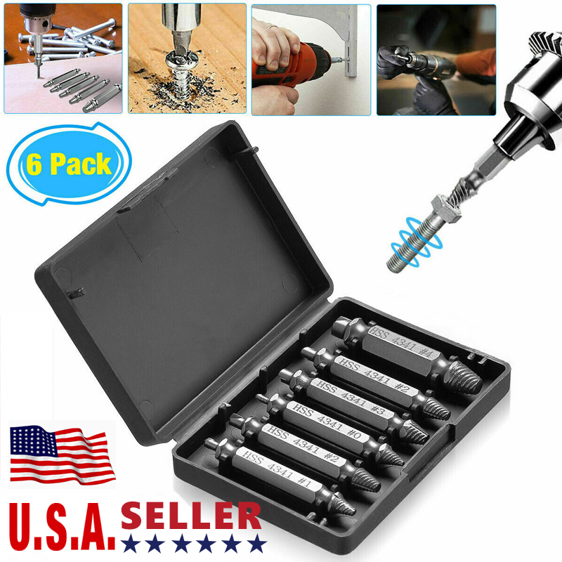 6//12Pcs Damaged Screw Bolt Kit Extractor Remover Ezy Eas Sety Out Broken Screw
