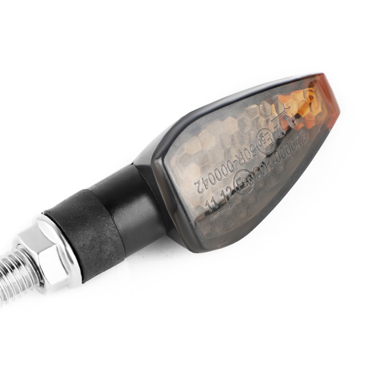 2X Universal LED Motorcycle Turn Signals – Amber, Black Aluminum, 12V, 8mm Bolt
