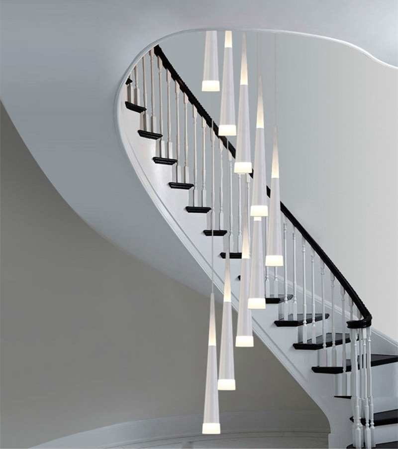 Details About Modern Led Spiral Ceiling Light Chandelier Stairway Led Pendant Light Stair Lamp