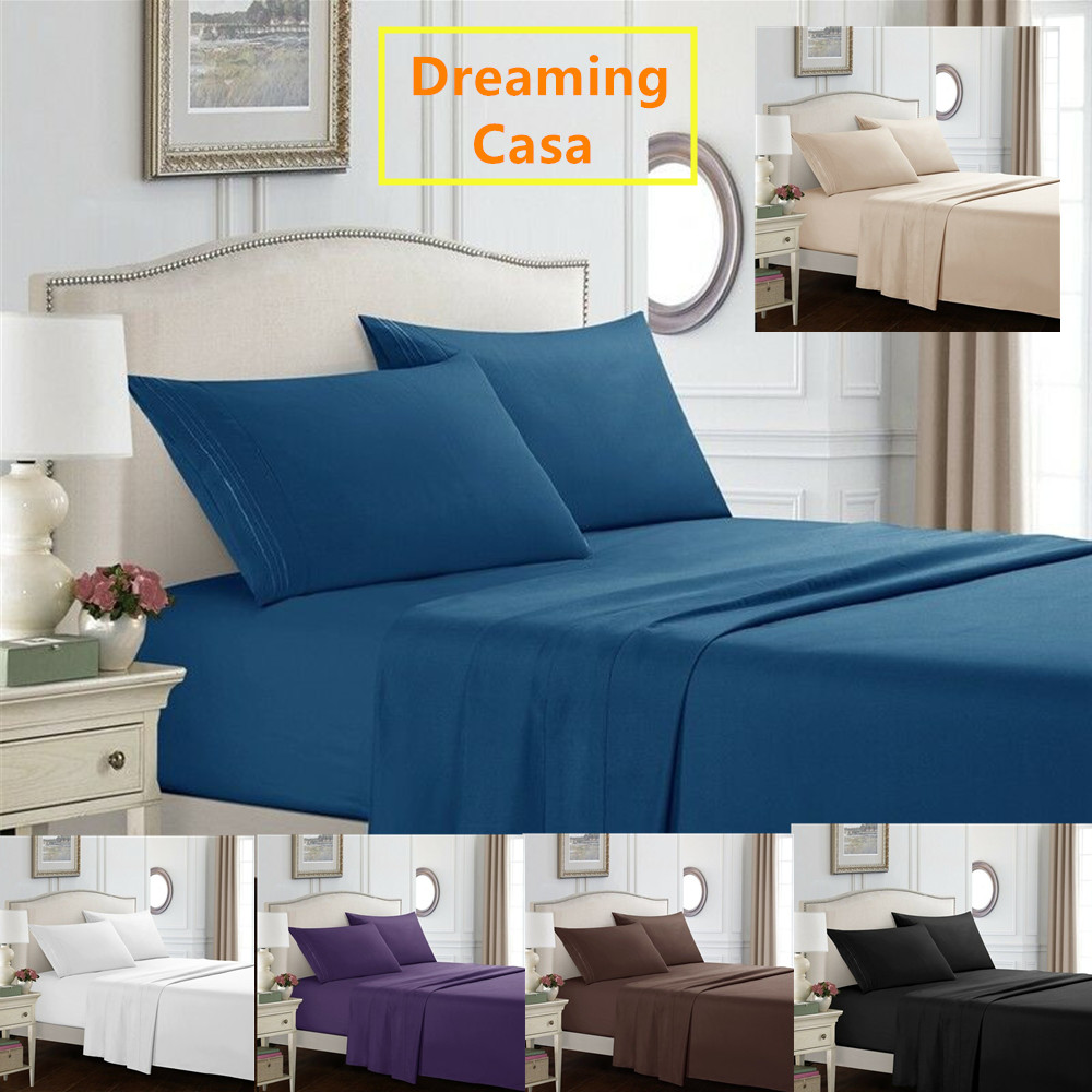 Hotel Luxury 1800 Count 4 Piece Deep Pocket Bed Sheet Set King Queen Size D3