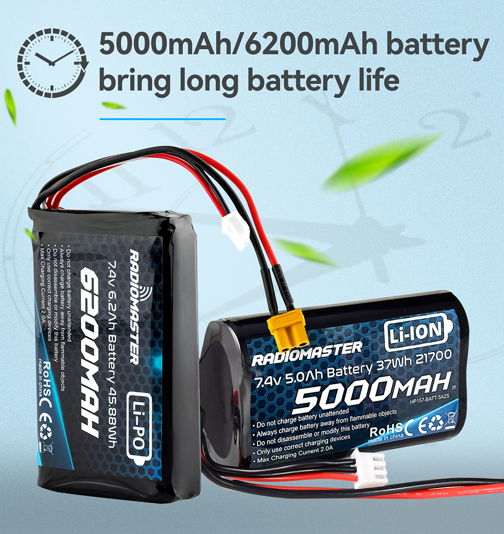Pinsinholy 7.4V 5000mAh 2S XT30 JST-XH Plug Li-ion Battery with USB Charger Cable Compatible with RADIOMASTER TX16S TX12 TX18S Radio Transmitter and RC Car, RC Truck RC Boat