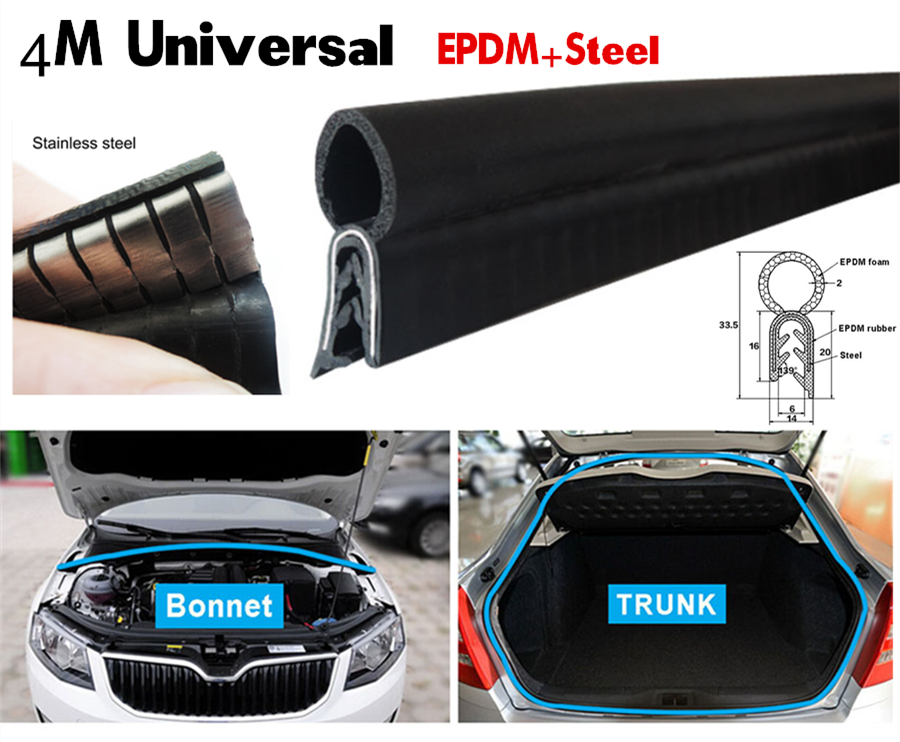 4M Waterproof Car Trunk Hood Edge Noise Insulation Seal Strip