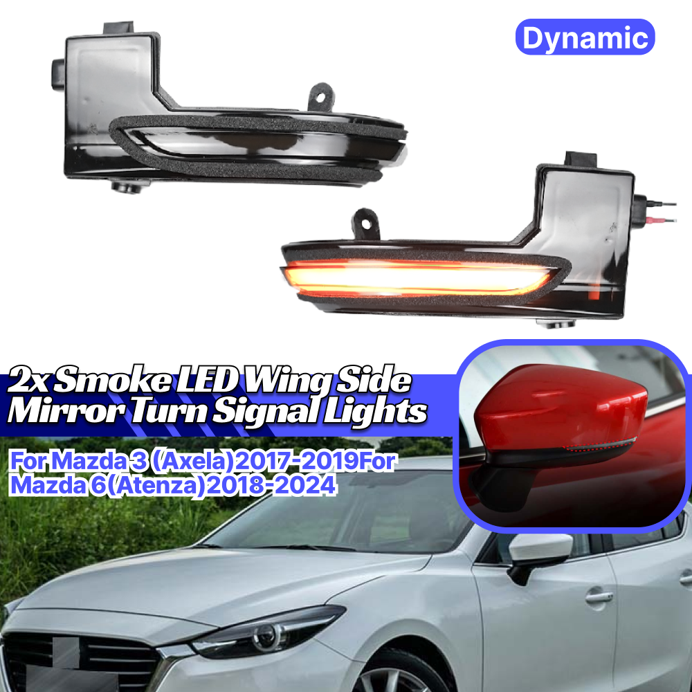 Smoke Sequential For Mazda 3 2017-19 6 2018-24 LED Wing Mirror
