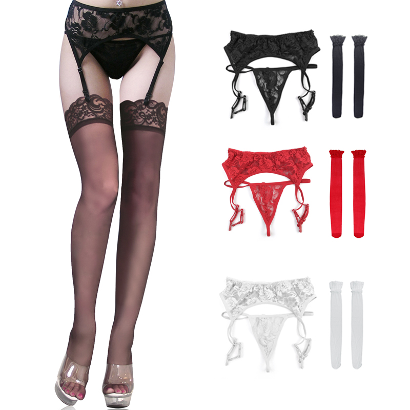 Womens Lace Garter Belt for Thigh High Stockings