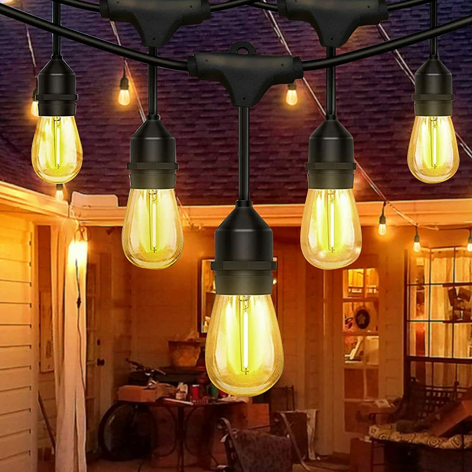 Outdoor festoon lights on sale plug in