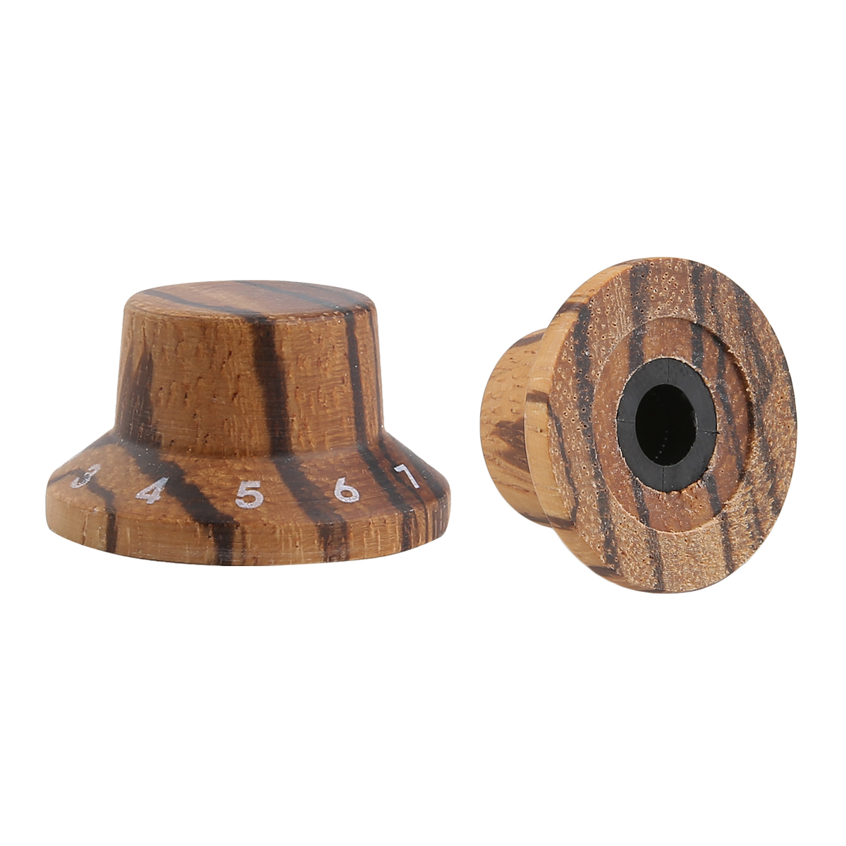 4pcs Zebra Wooden Knobs Strat Style Bell Knobs Guitar Bass Top Hat Knob