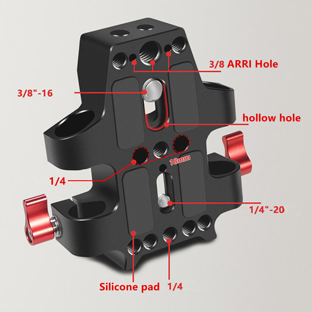 Tripod Baseplate Mount & Rod Clamp For DSLR Rig – 1/4 & 3/8 Screws, Universal