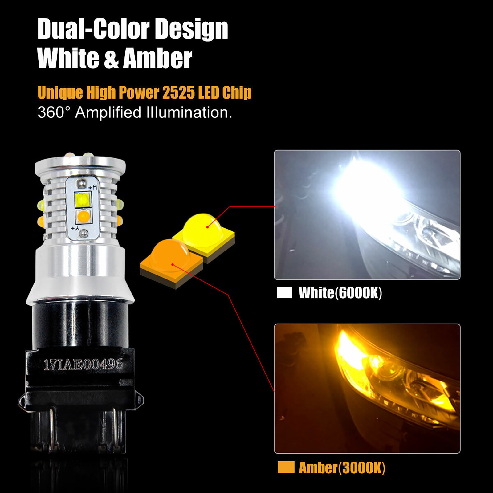 3157 LED Turn Signal Bulbs 2x 3157 LED Switchback Turn Signal Bulbs | Amber/White For Chevy Silverado 1999-2013 1999-2013 Chevy Silverado Lights - Foto 2