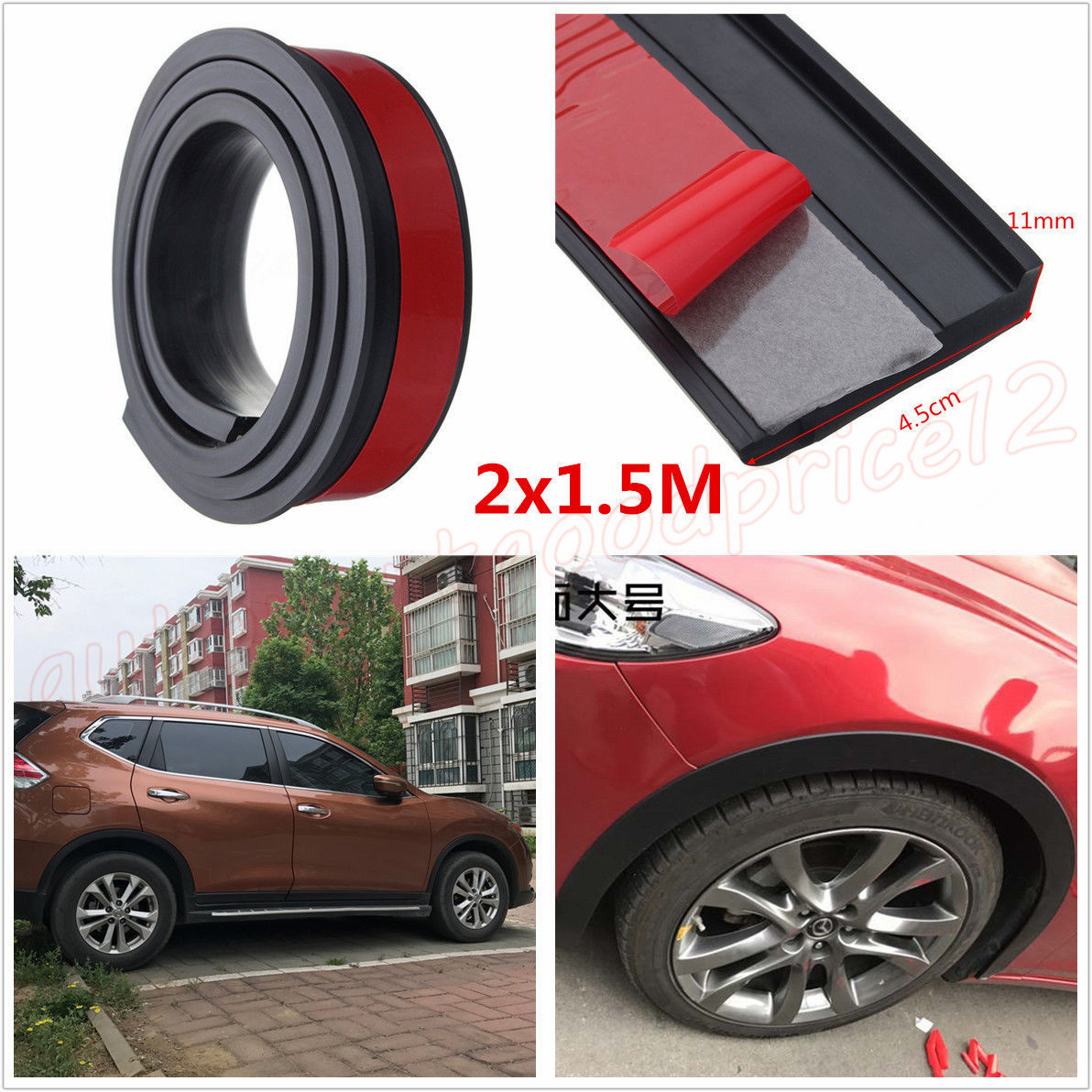 4.5cm//1.5M Car Fender Flare Wheel Eyebrow Trim Protector Lip Carbon Fiber Color