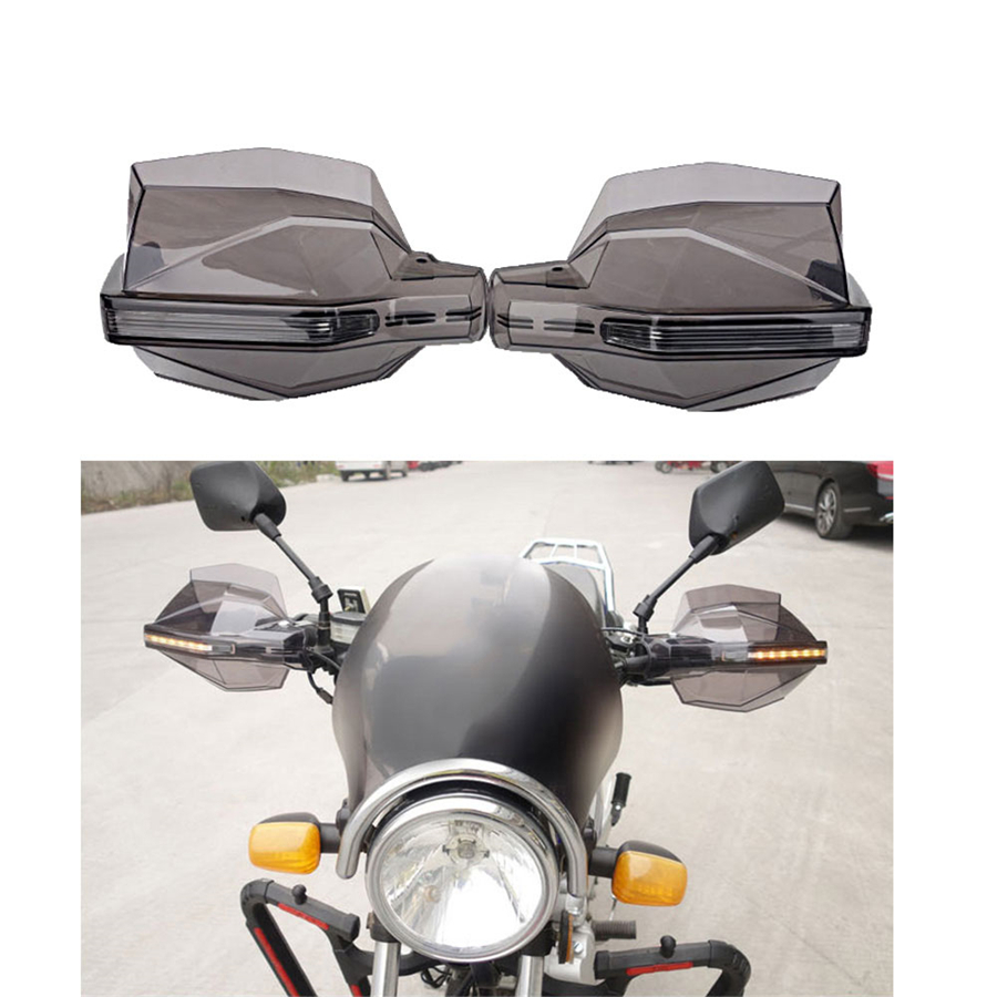 2x 22mm Motorcycle Handlebar Hand Protector Handguard with LED Turn Signal Light | eBay