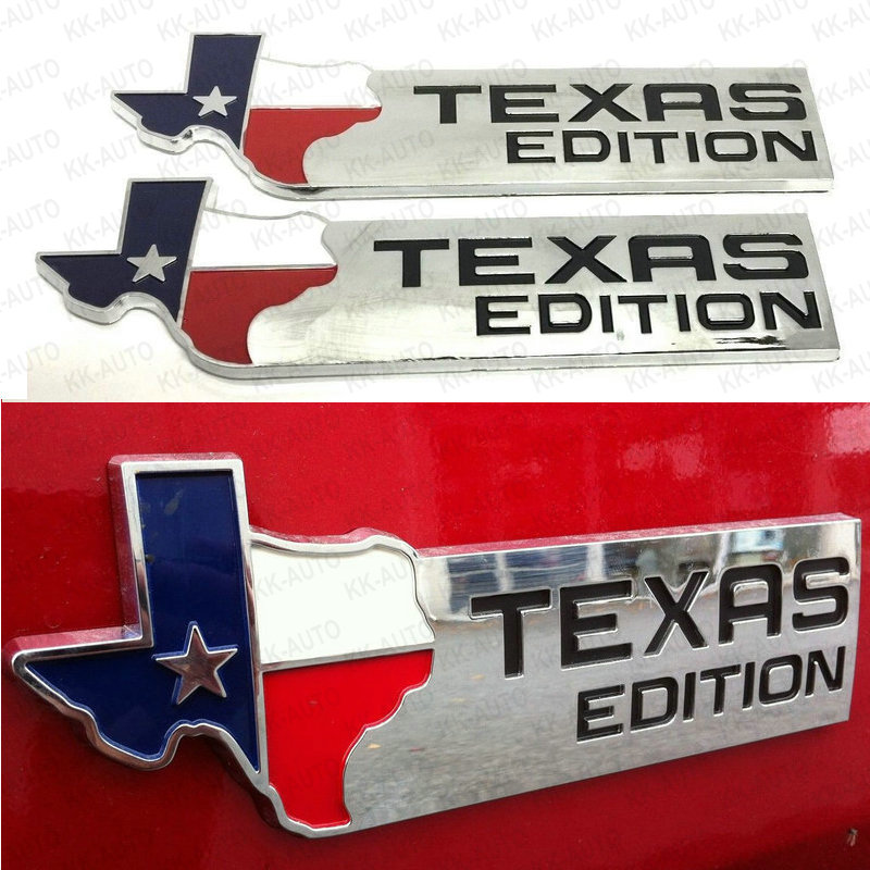 Metal Texas Edition Car Front Grille Emblem – Lone Star Badge – Chrome Finish