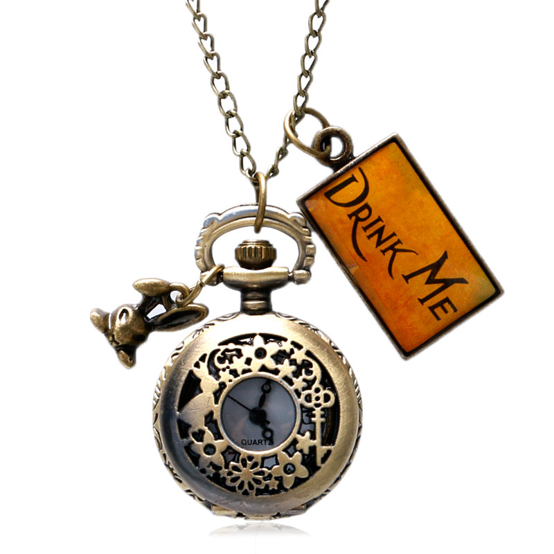 alice in wonderland pocket watch necklace