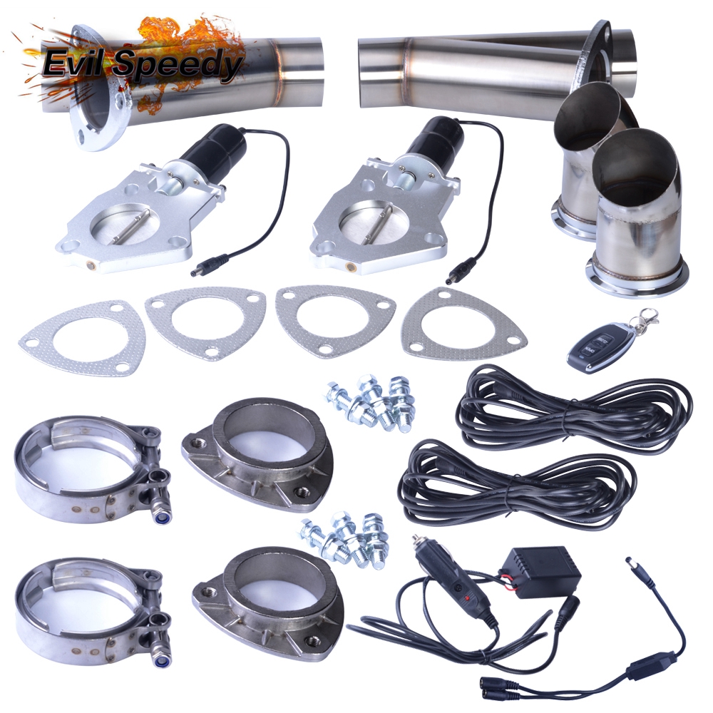 2.25 Inch Dual Remote Control Electric Exhaust Cutout pipe Kit Y Header