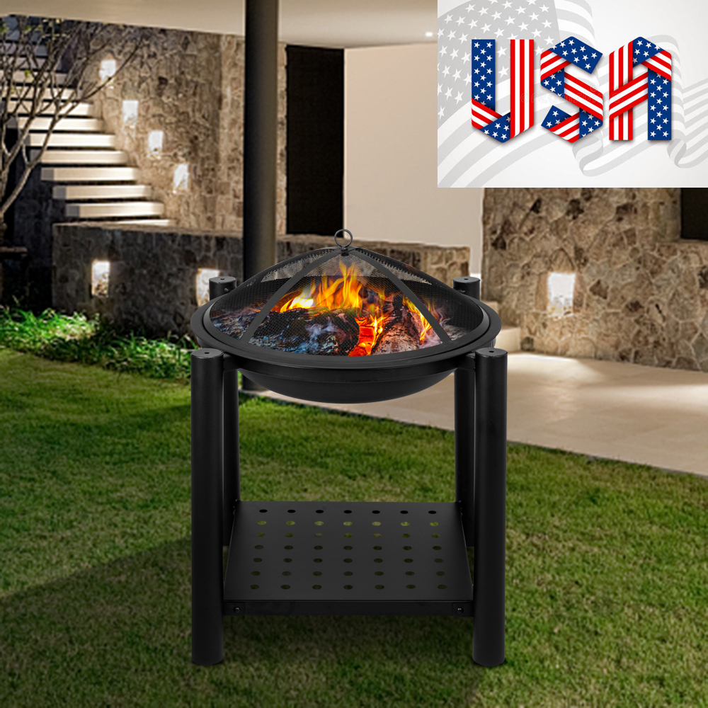 22 Four Feet Iron Brazier Wood Burning Fire Pit Backyard Poolside