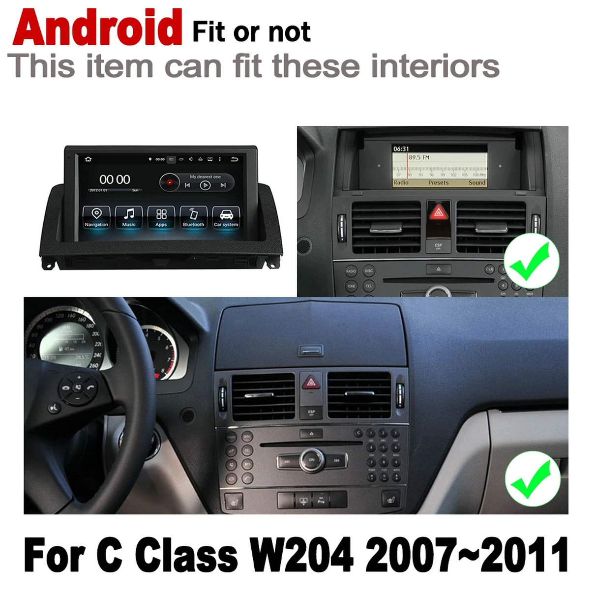 Mercedes C-Klasse W204 Android 11.0 Autoradio GPS Navigationsysteme mit  Octa-Core 8GB+128GB Touchscreen - 8 Android 11 Autoradio DVD Player GPS  Navigation für Mercedes W204 (Ab 2007)