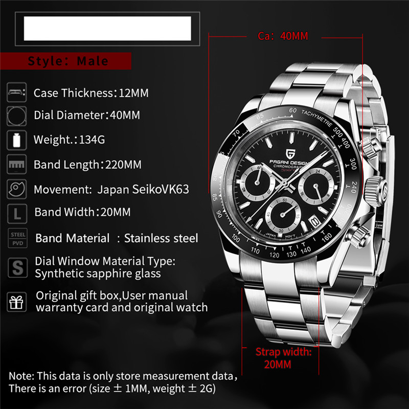 Top PAGANI DESIGN PD-1644 Men's Business Pilot Quartz Watch