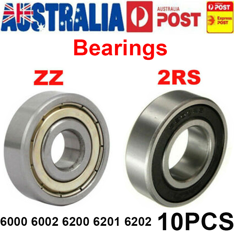 10X ZZ 2RS Bearings Deep Groove Ball Bearing Various Sizes 6000~6202 ...