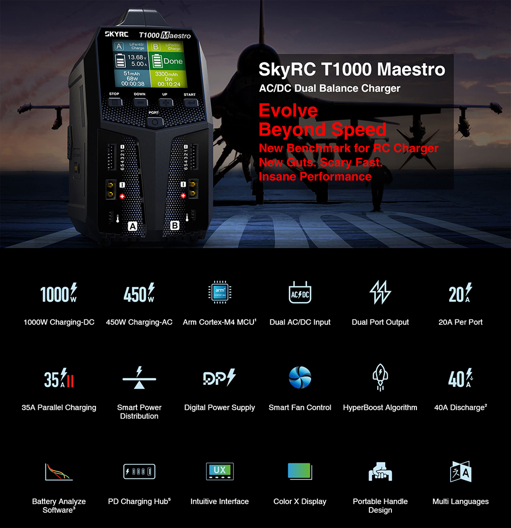 SKYRC T1000 RC Battery Charger for 1-6S Lipo Balance Charger