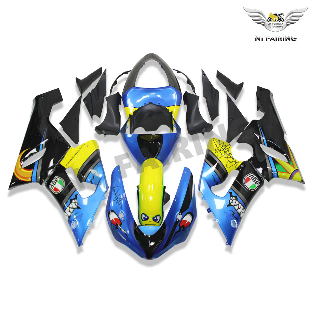 Fit for Kawasaki 2005 2006 ZX-6R 636 Injection Blue Yellow