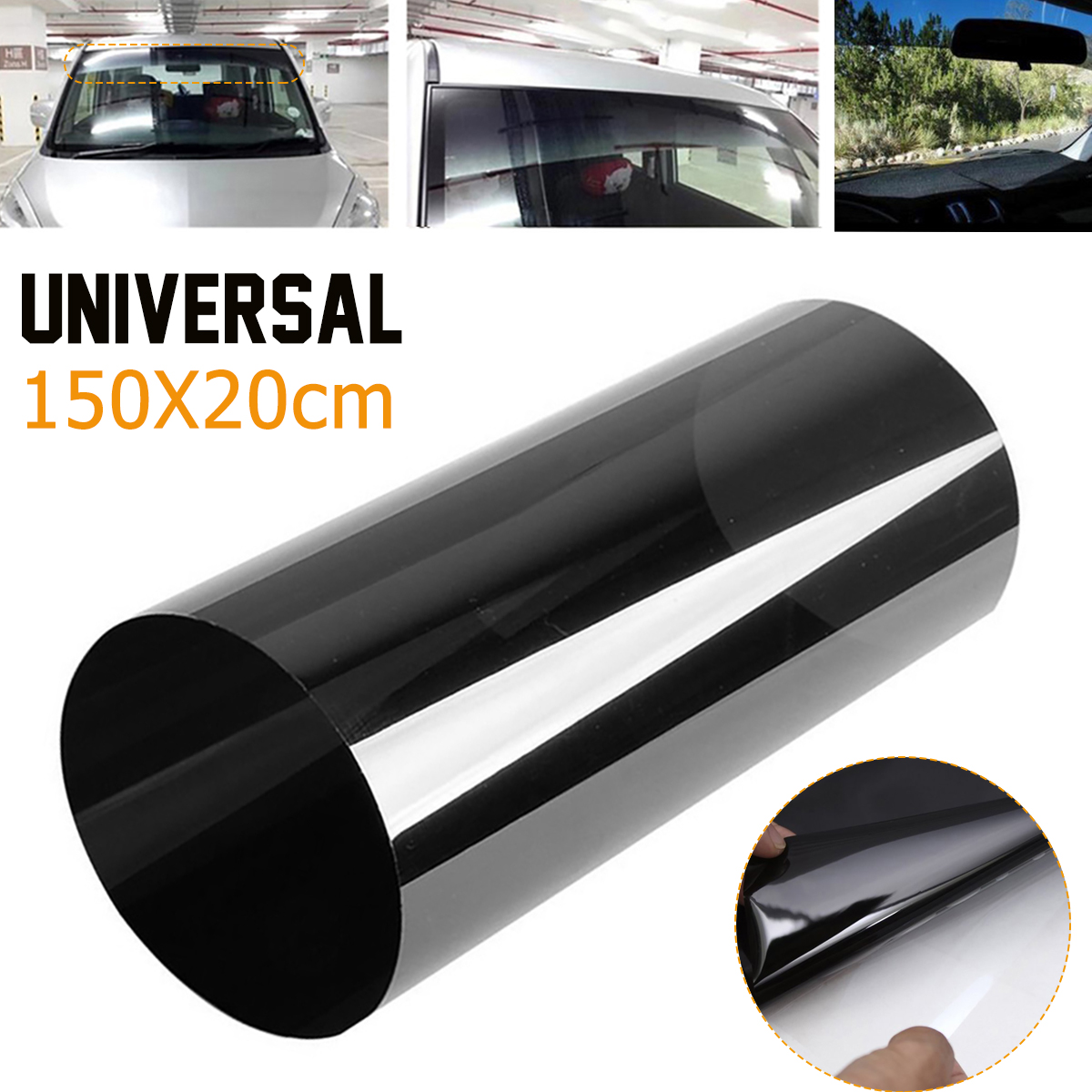 Black Car Sun Visor Strip Tint Film Front Windshield UV Shade Banner  Accessories