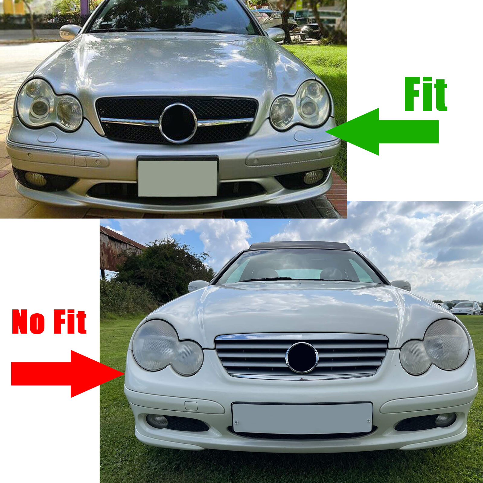 Black C63 Style Grille For Mercedes C-Class W203 Sedan (2001-2007) C230 C240 C320