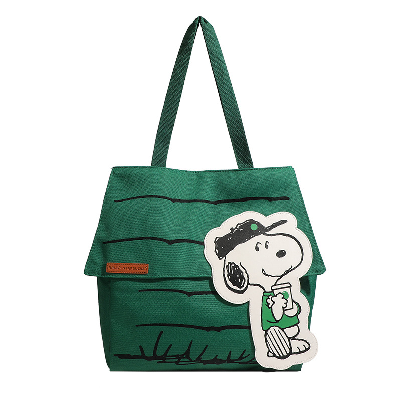 2025 New China Starbucks Snoopy Green House Model Canvas Bag